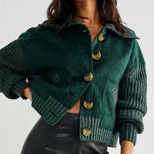 Free People Bennie Blanket Cardi in Forest Green Color  - XS